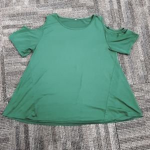 Emerald green cold shoulder tee